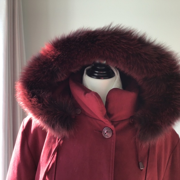 SEQUENCE Women’s burgundy parka/removable hood - Picture 7 of 14